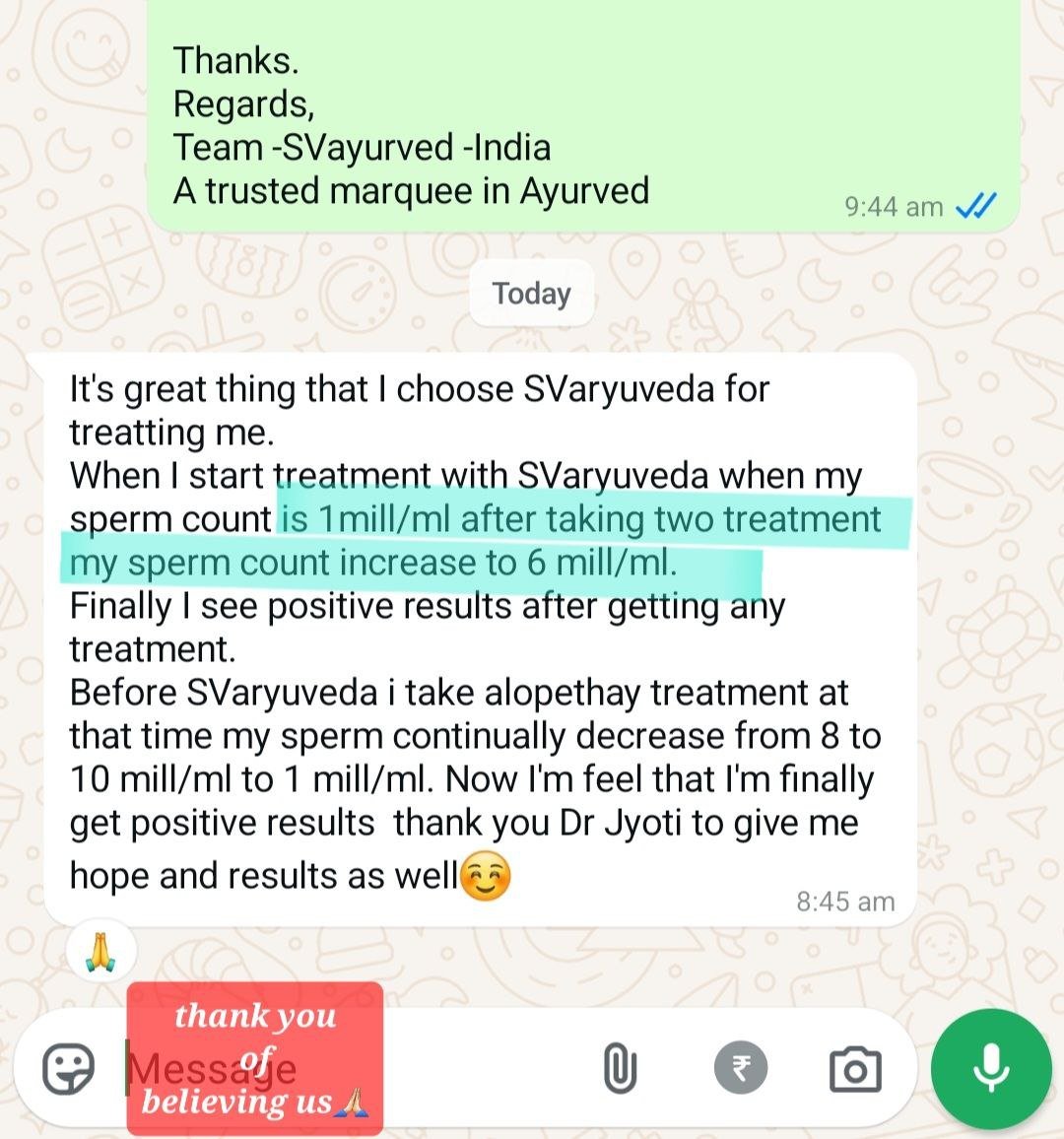 Message from a client